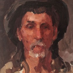 Portrait of a peasant wearing traditional hat